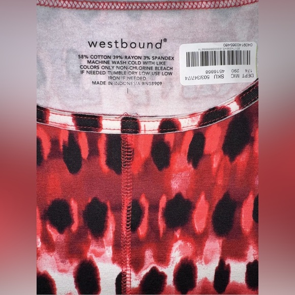 Westbound Women's Large Long Sleeve Crew Neck Pullover Top Geo Red Multi NEW #1 - Picture 2 of 6